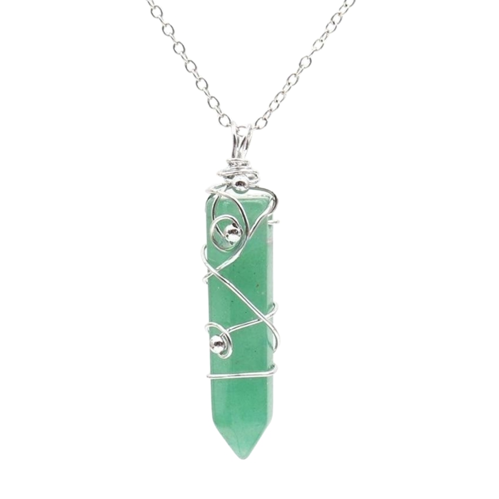 1 Pc Hexagonal Pointed Crystal Energy Stone Pendant Necklace Wire Wrapped Healing Crystal Necklace Reiki Chakra Gemstone Jewelry for Men Women