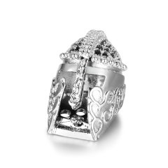 Silver Metal+Black CZ