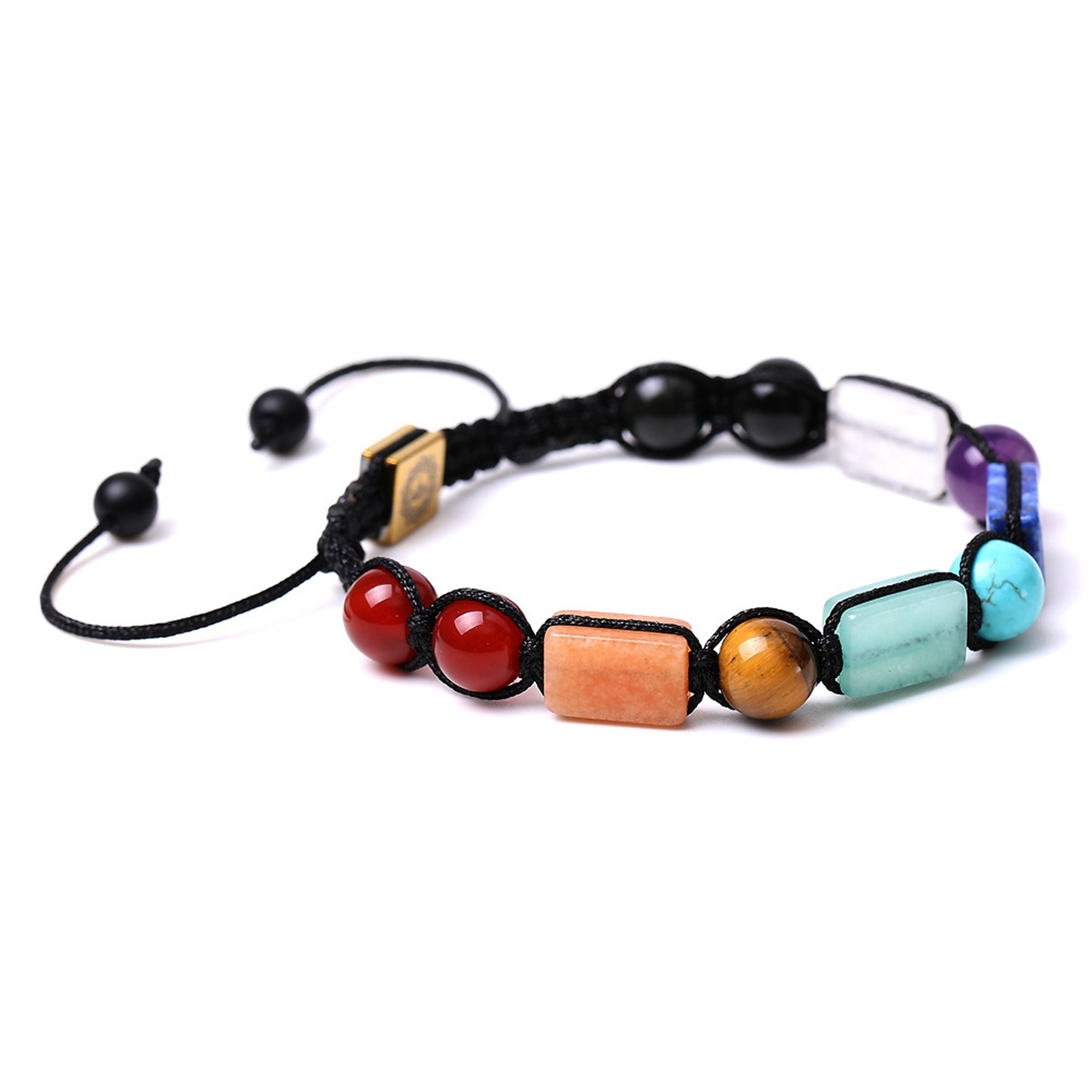 Handmade Woven Gemstone Rectangle Beads Bracelets Adjustable Reiki Healing Relief Yoga  Braided Rope Healing Anxiety