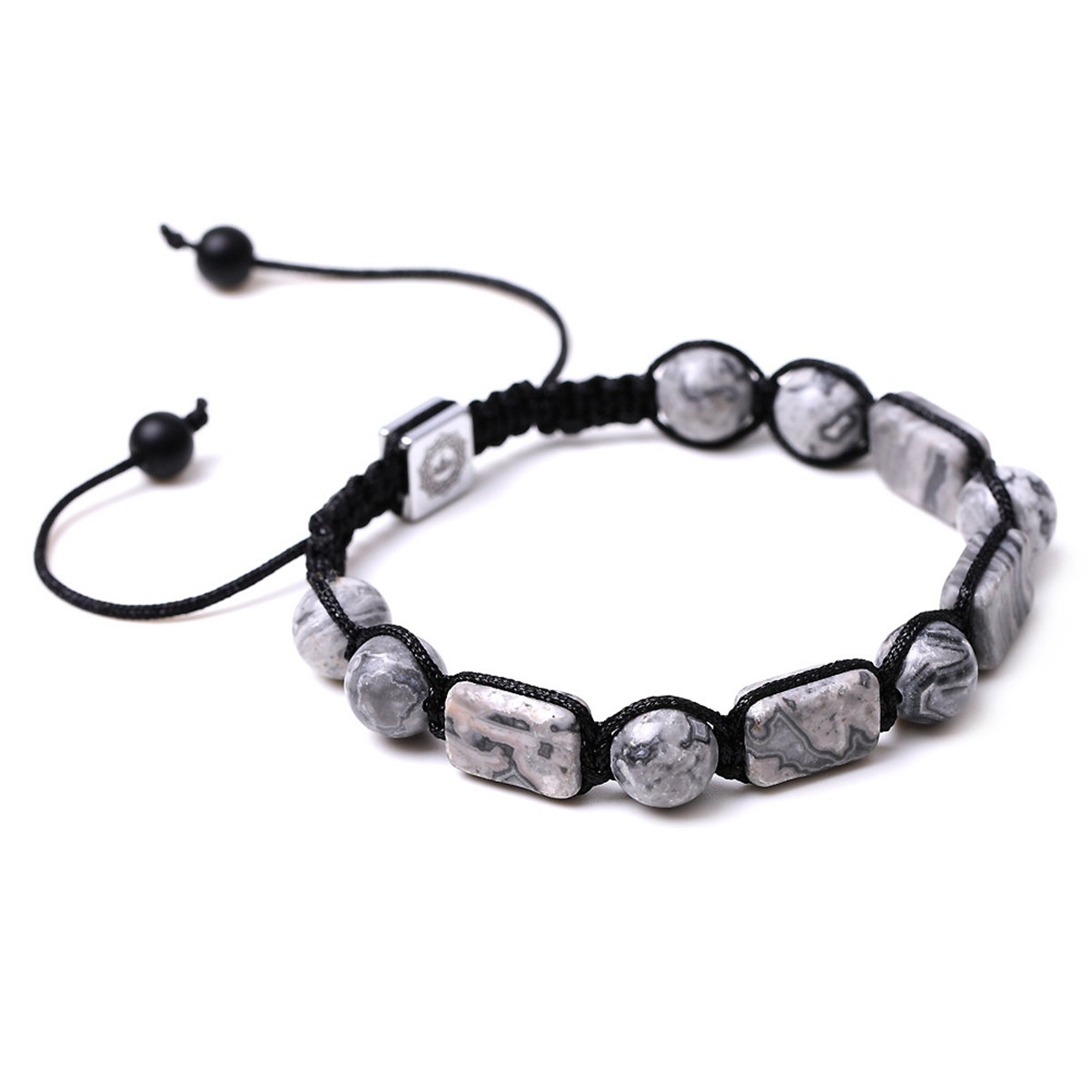 Handmade Woven Gemstone Rectangle Beads Bracelets Adjustable Reiki Healing Relief Yoga  Braided Rope Healing Anxiety SB2074
