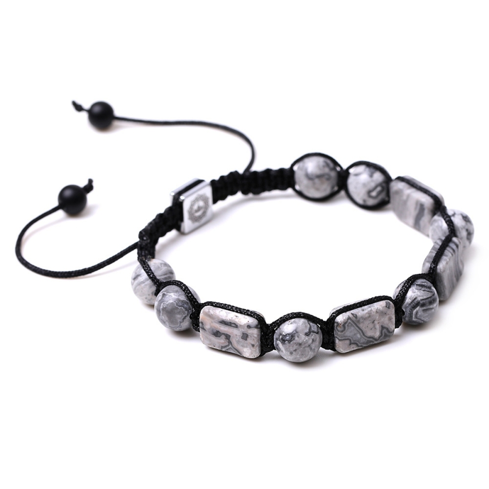 Handmade Woven Gemstone Rectangle Beads Bracelets Adjustable Reiki Healing Relief Yoga  Braided Rope Healing Anxiety SB2074