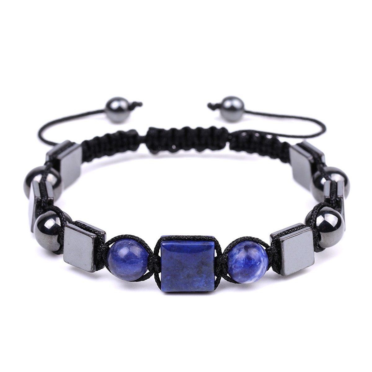 Handmade Woven Gemstone Cube Beads Hematite Bracelets Adjustable  SB2070