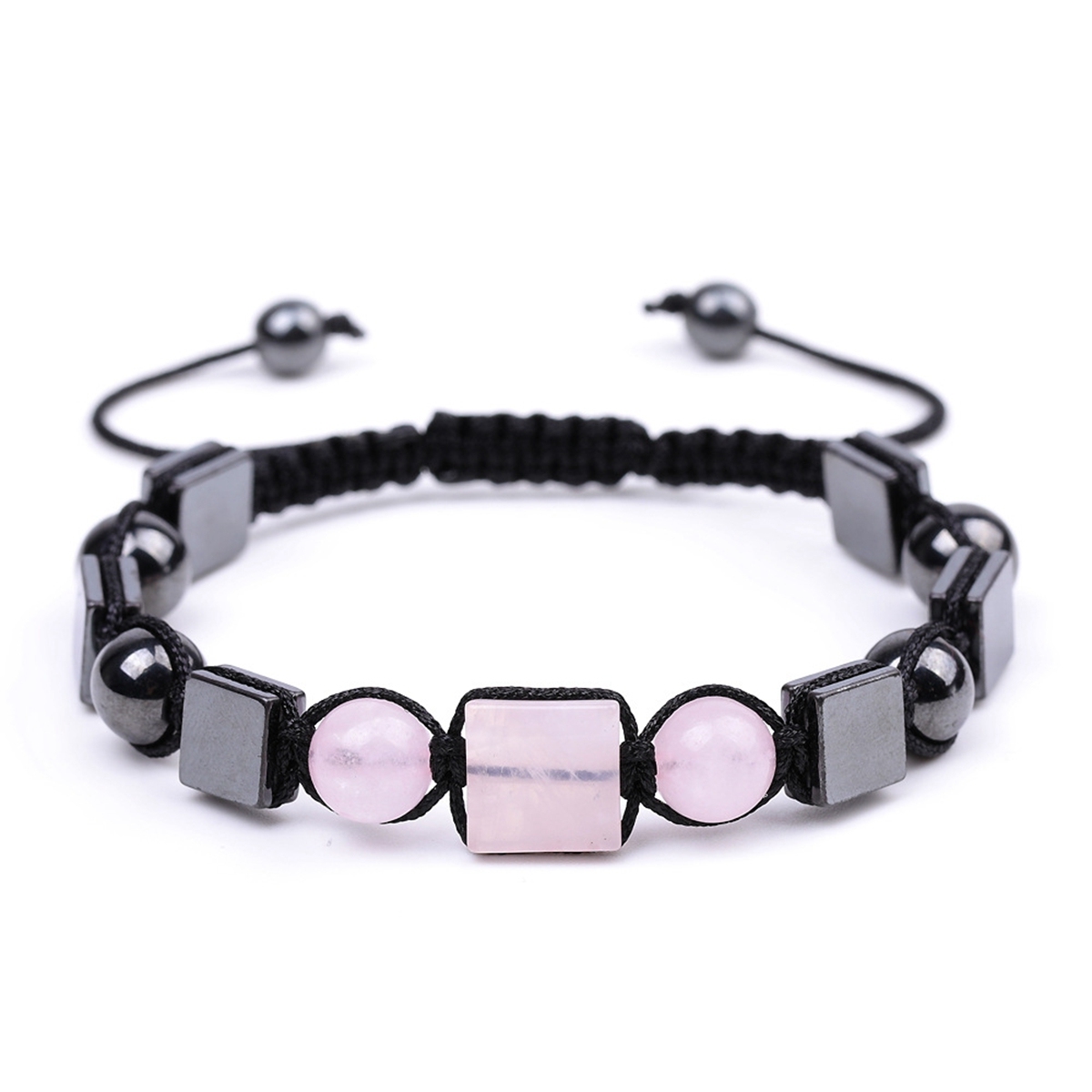 Handmade Woven Gemstone Cube Beads Hematite Bracelets Adjustable  SB2070