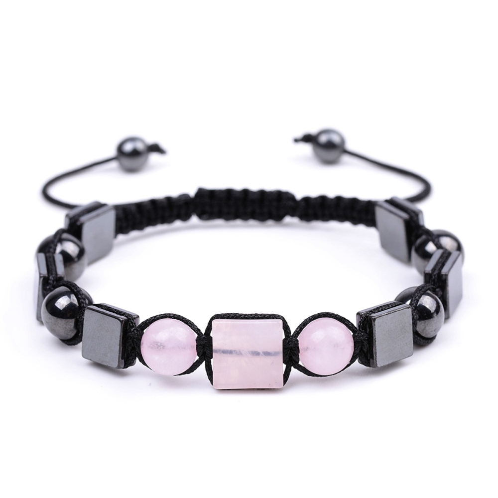 Handmade Woven Gemstone Cube Beads Hematite Bracelets Adjustable  SB2070