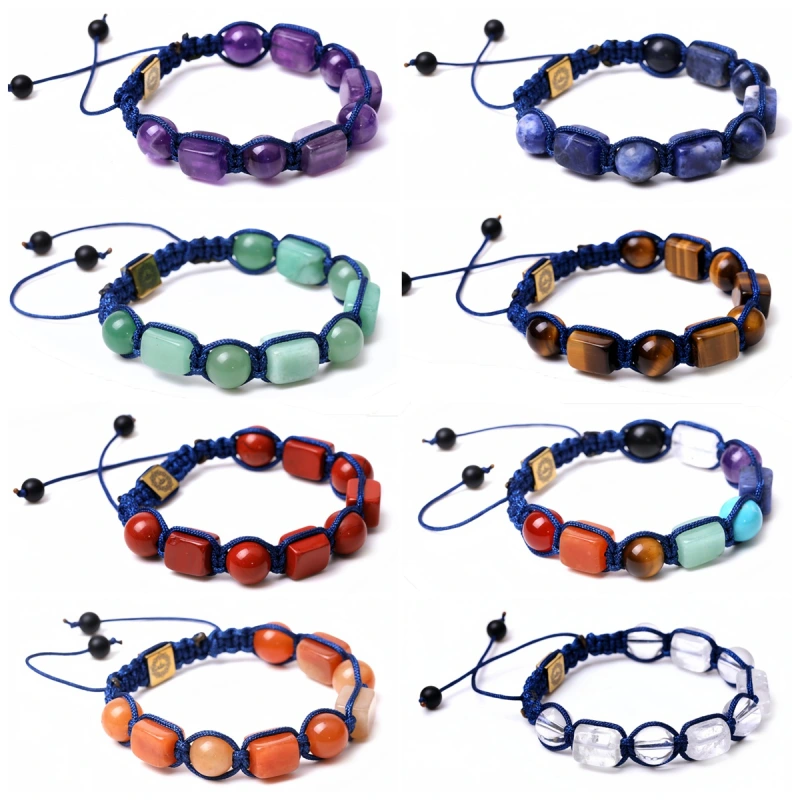 Handmade Woven Gemstone Beads Hematite Bracelets Adjustable SB2073