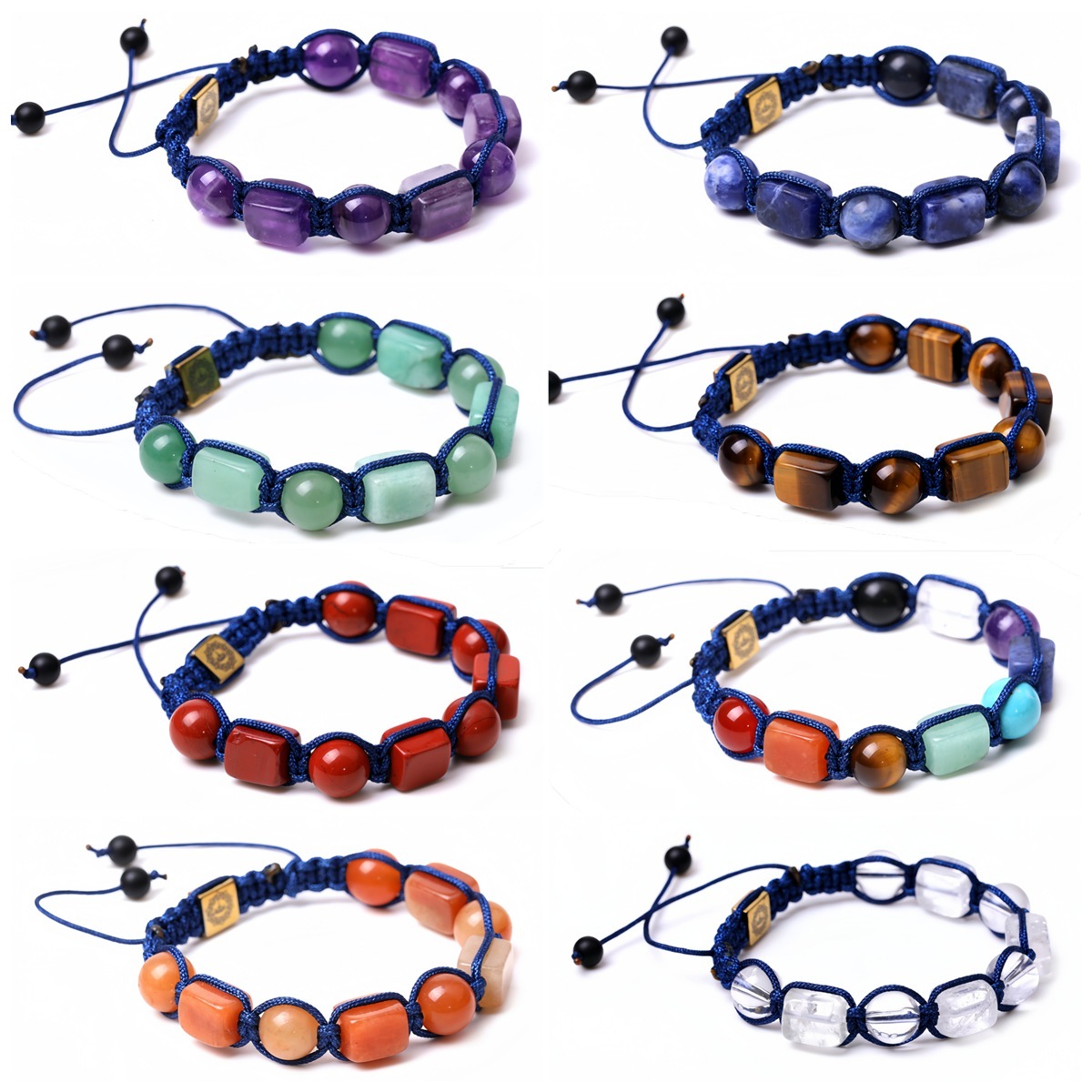 Handmade Woven Gemstone Beads Hematite Bracelets Adjustable SB2073