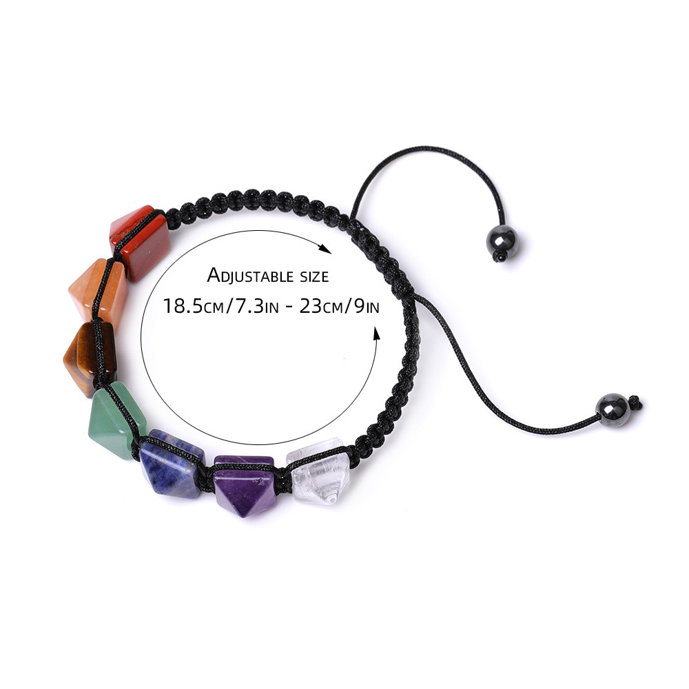 Handmade Woven Gemstone 10X10MM Pyramid Beads Hematite Bracelets Adjustable SB2071
