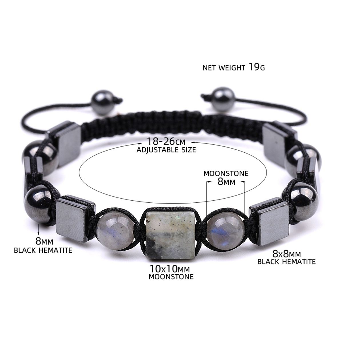 Handmade Woven Gemstone Cube Beads Hematite Bracelets Adjustable  SB2070