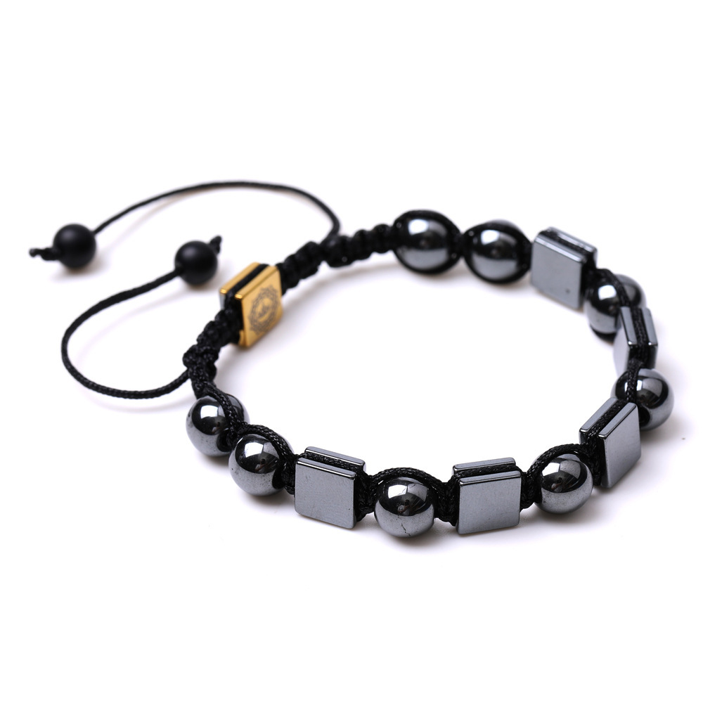 Handmade Woven Gemstone Beads Hematite Bracelets Adjustable SB2075