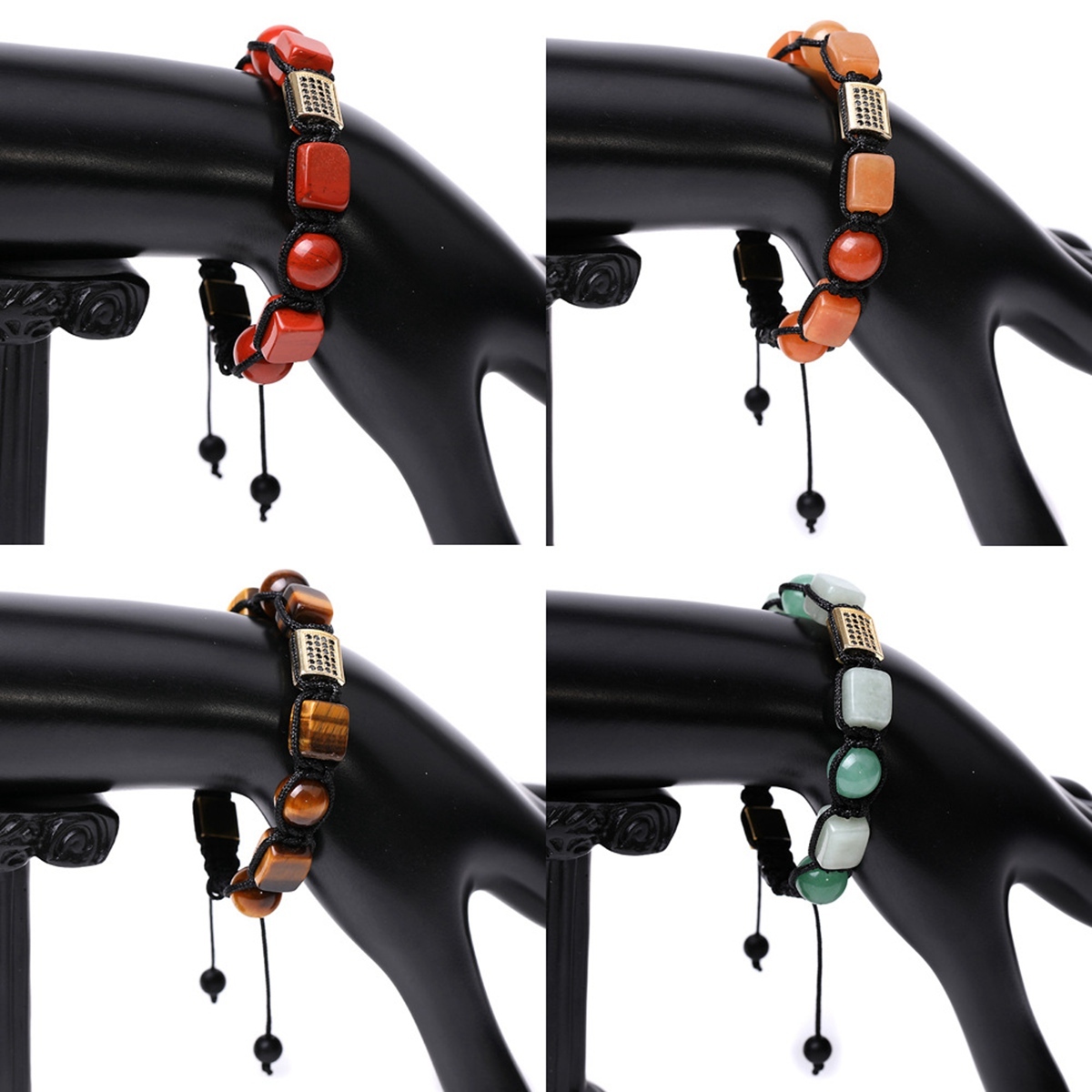 Handmade Woven Gemstone Beads Hematite Bracelets Adjustable SB2072