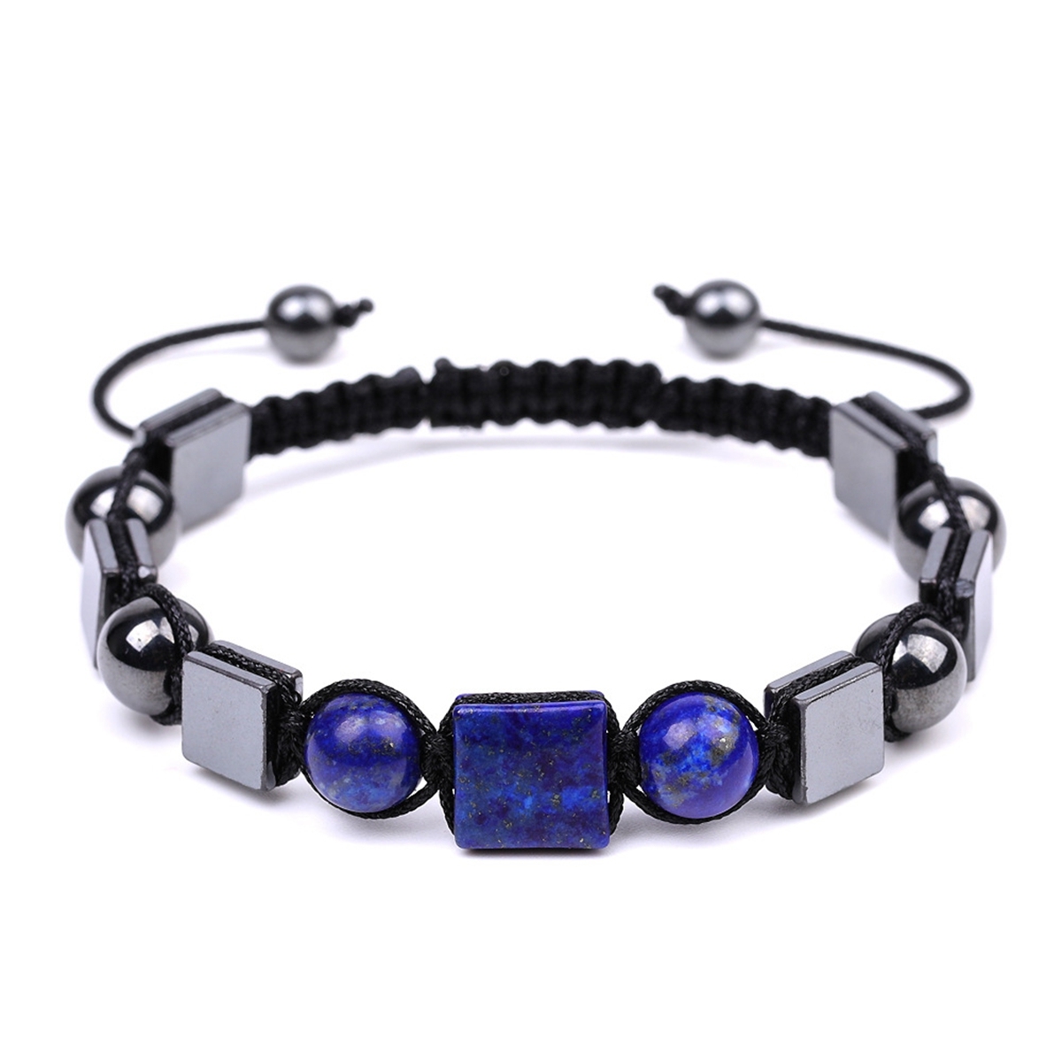Handmade Woven Gemstone Cube Beads Hematite Bracelets Adjustable  SB2070