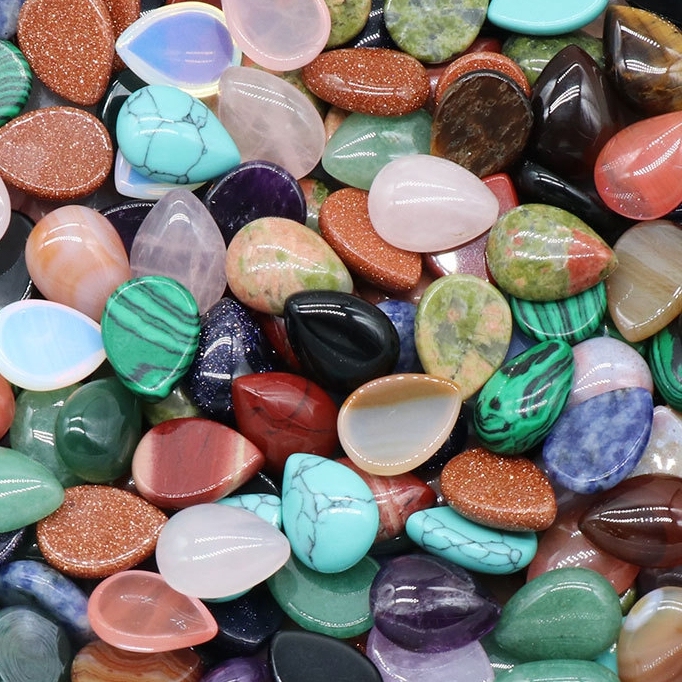 12x16mm Gemstone Teardrop Cabochon Water Drop Stone Flatback Beads for DIY Making Jewelry