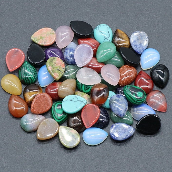12x16mm Gemstone Teardrop Cabochon Water Drop Stone Flatback Beads for DIY Making Jewelry