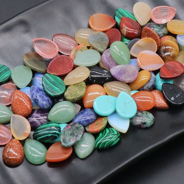 13x18mm Gemstone Teardrop Cabochon Water Drop Stone Flatback Beads for DIY Making Jewelry