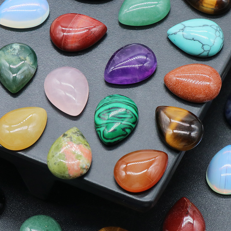 12x16mm Gemstone Teardrop Cabochon Water Drop Stone Flatback Beads for DIY Making Jewelry