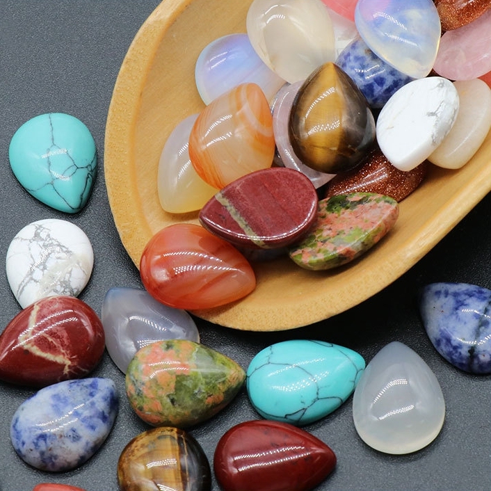 15X20mm Gemstone Teardrop Cabochon Water Drop Stone Flatback Beads for DIY Making Jewelry