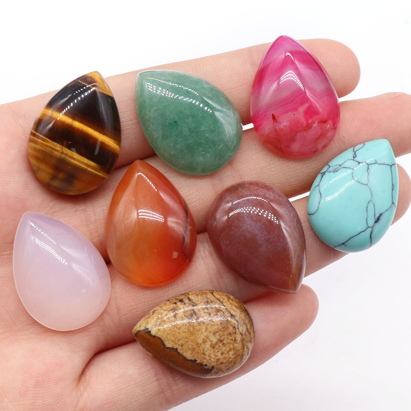 18X25MM Gemstone Teardrop Cabochon Water Drop Stone Flatback Beads for DIY Making Jewelry