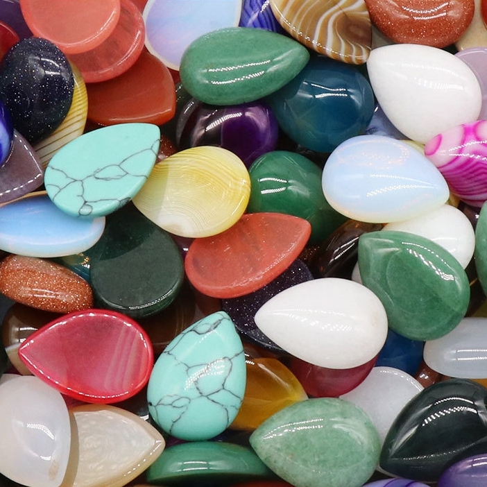 18X25MM Gemstone Teardrop Cabochon Water Drop Stone Flatback Beads for DIY Making Jewelry