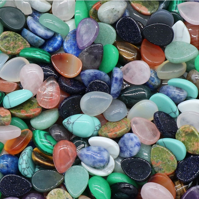 10X14mm Gemstone Teardrop Cabochon Water Drop Stone Flatback Beads for DIY Making Jewelry