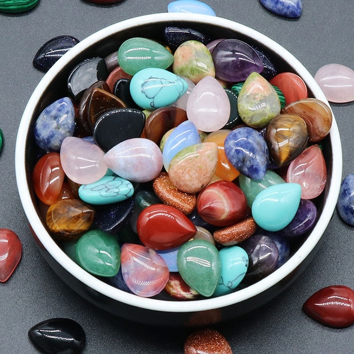 12x16mm Gemstone Teardrop Cabochon Water Drop Stone Flatback Beads for DIY Making Jewelry