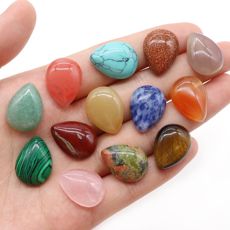 15X20mm Gemstone Teardrop Cabochon Water Drop Stone Flatback Beads for DIY Making Jewelry