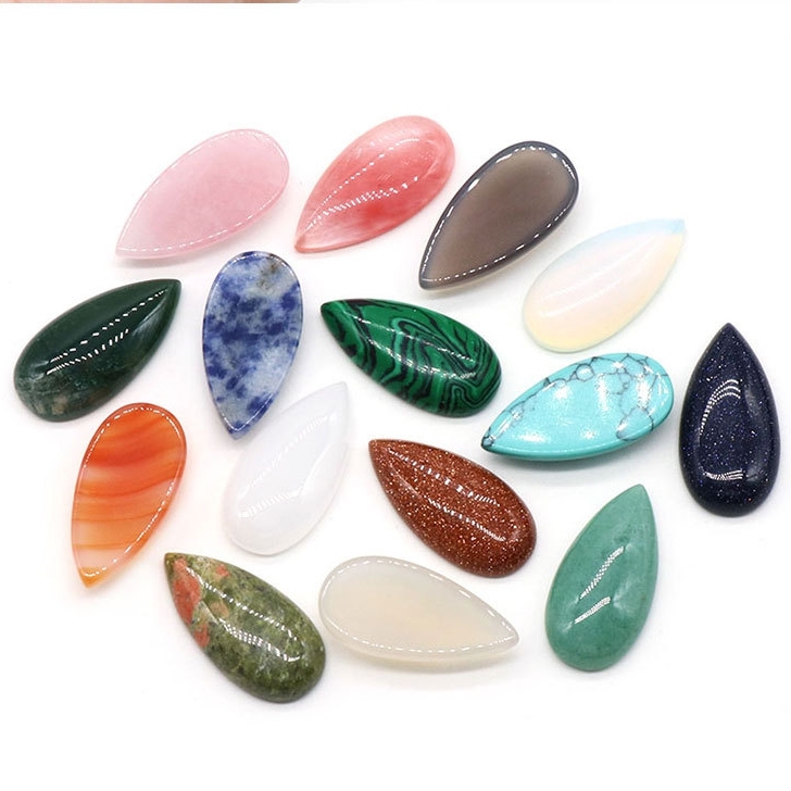 15X30MM Gemstone Teardrop Cabochon Water Drop Stone Flatback Beads for DIY Making Jewelry
