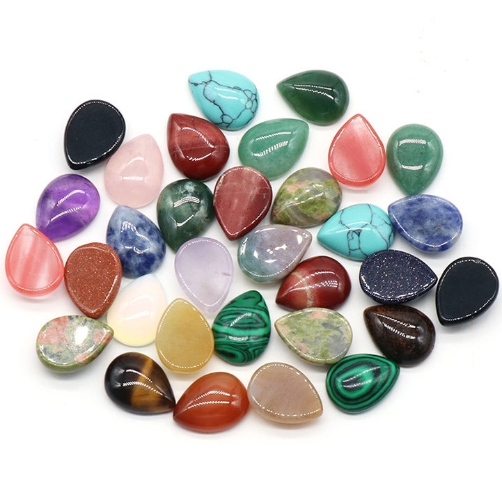 12x16mm Gemstone Teardrop Cabochon Water Drop Stone Flatback Beads for DIY Making Jewelry