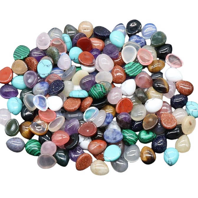 Natural Gemstone Teardrop Cabochon 8x10mm Water Drop Stone Flatback Beads for DIY Making Jewelry