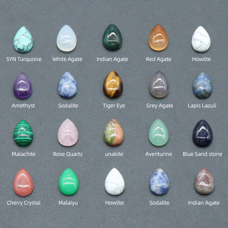 10X14mm Gemstone Teardrop Cabochon Water Drop Stone Flatback Beads for DIY Making Jewelry