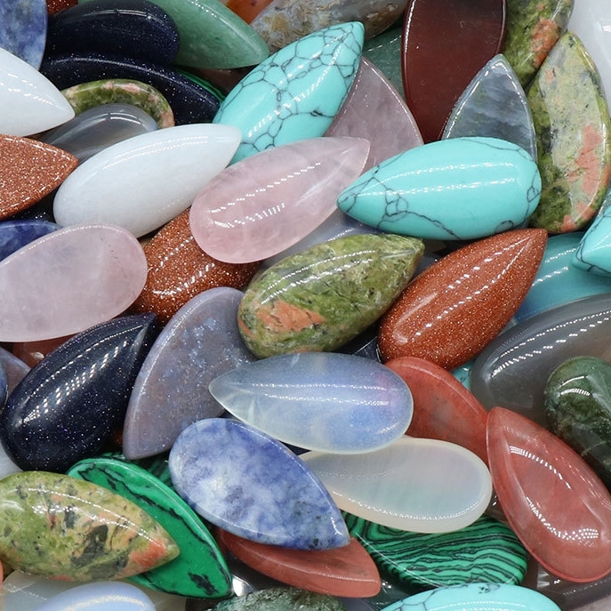 15X30MM Gemstone Teardrop Cabochon Water Drop Stone Flatback Beads for DIY Making Jewelry