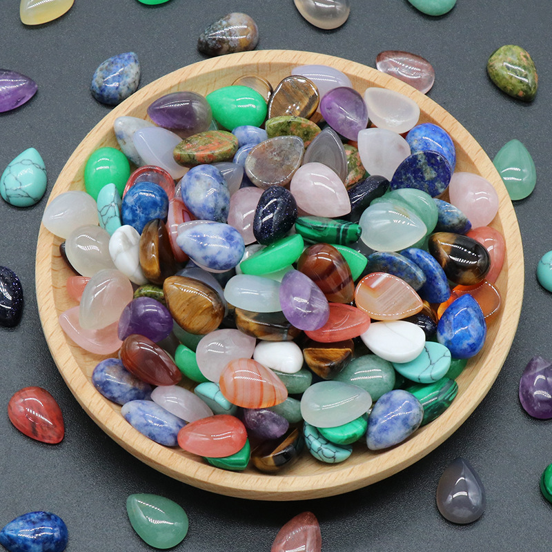 10X14mm Gemstone Teardrop Cabochon Water Drop Stone Flatback Beads for DIY Making Jewelry