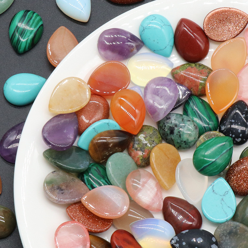 13x18mm Gemstone Teardrop Cabochon Water Drop Stone Flatback Beads for DIY Making Jewelry