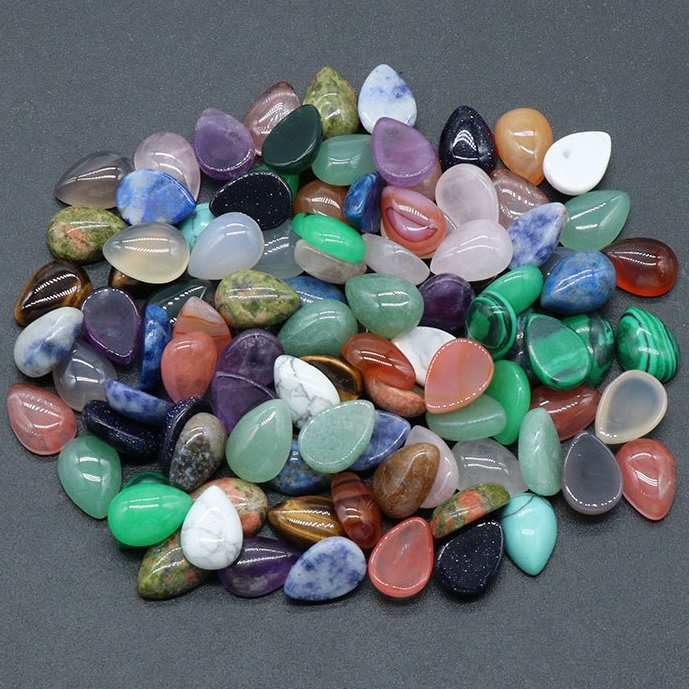10X14mm Gemstone Teardrop Cabochon Water Drop Stone Flatback Beads for DIY Making Jewelry