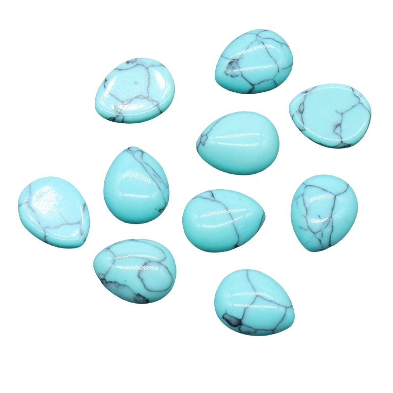 Natural Gemstone Teardrop Cabochon 8x10mm Water Drop Stone Flatback Beads for DIY Making Jewelry