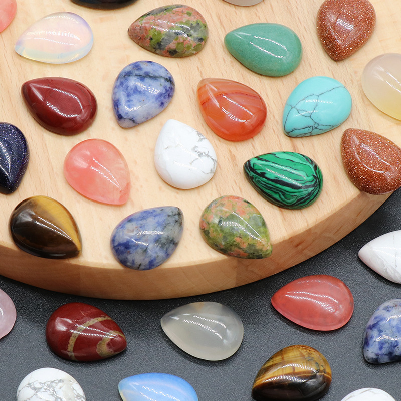 15X20mm Gemstone Teardrop Cabochon Water Drop Stone Flatback Beads for DIY Making Jewelry