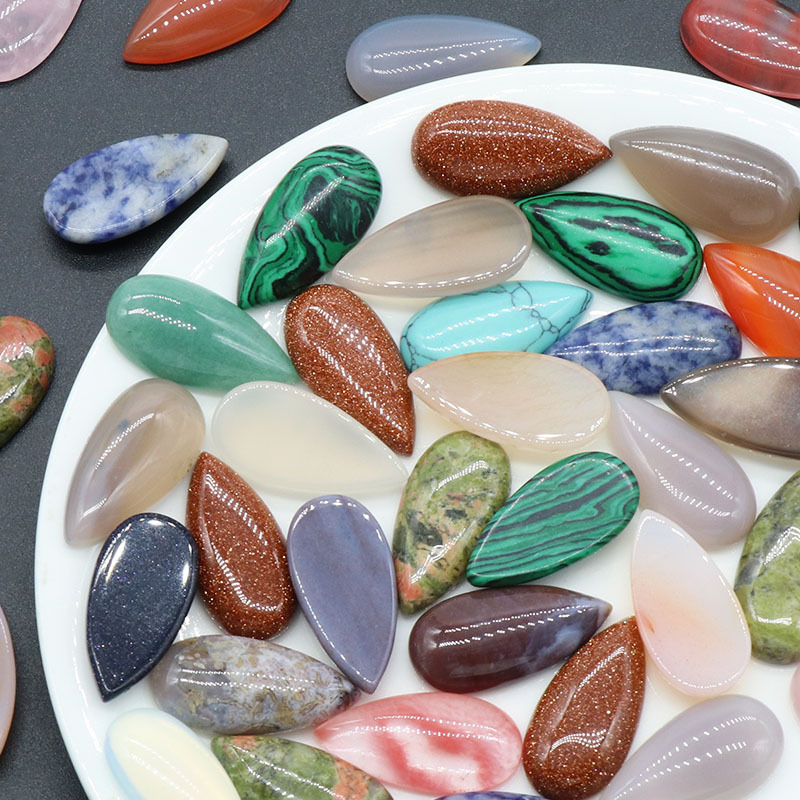 15X30MM Gemstone Teardrop Cabochon Water Drop Stone Flatback Beads for DIY Making Jewelry