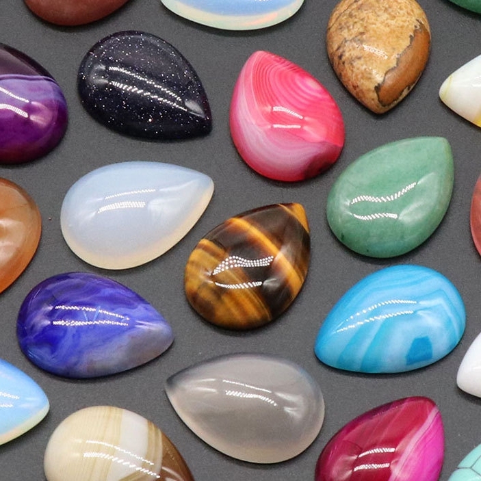 18X25MM Gemstone Teardrop Cabochon Water Drop Stone Flatback Beads for DIY Making Jewelry