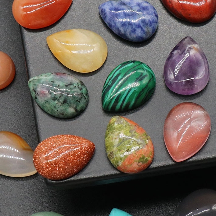 13x18mm Gemstone Teardrop Cabochon Water Drop Stone Flatback Beads for DIY Making Jewelry