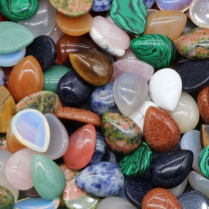 15X20mm Gemstone Teardrop Cabochon Water Drop Stone Flatback Beads for DIY Making Jewelry