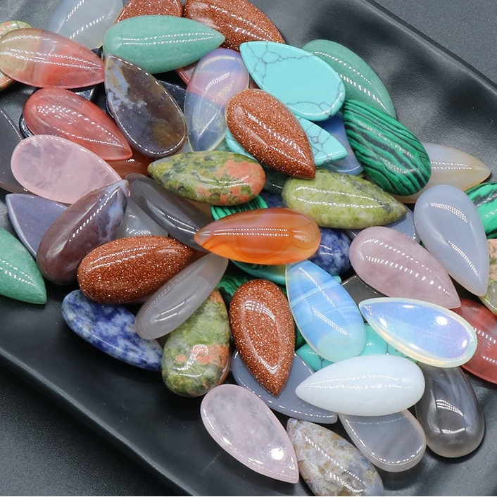 15X30MM Gemstone Teardrop Cabochon Water Drop Stone Flatback Beads for DIY Making Jewelry