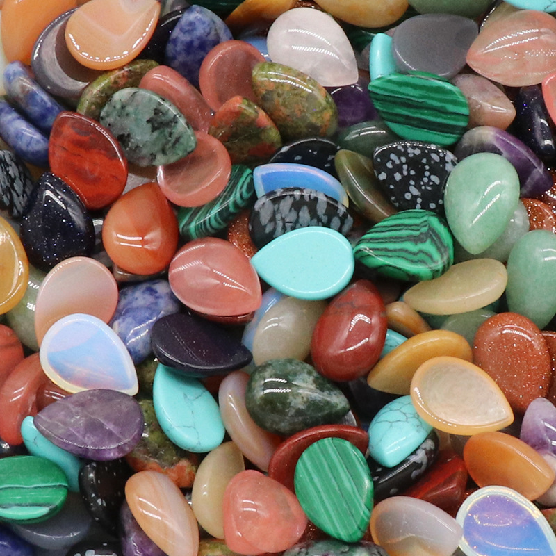 13x18mm Gemstone Teardrop Cabochon Water Drop Stone Flatback Beads for DIY Making Jewelry
