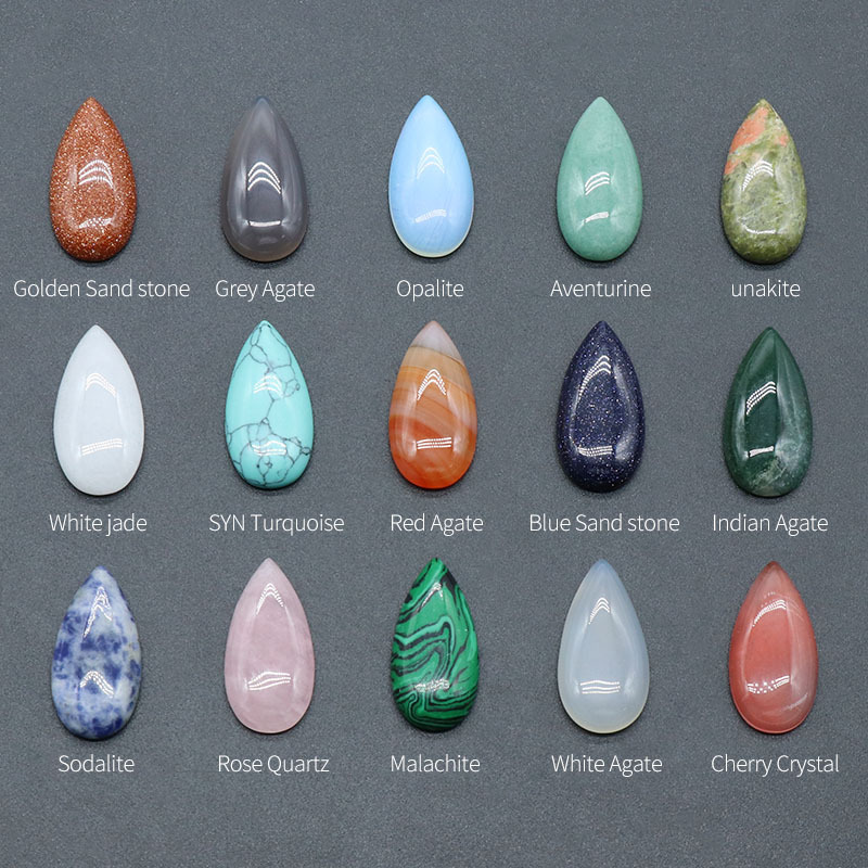 15X30MM Gemstone Teardrop Cabochon Water Drop Stone Flatback Beads for DIY Making Jewelry