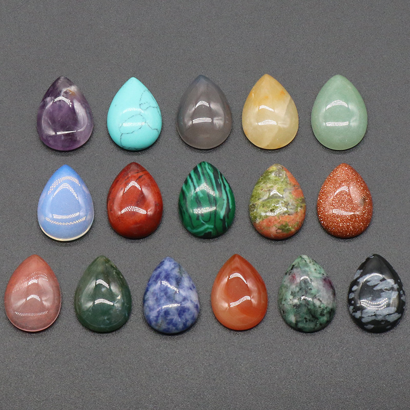 13x18mm Gemstone Teardrop Cabochon Water Drop Stone Flatback Beads for DIY Making Jewelry