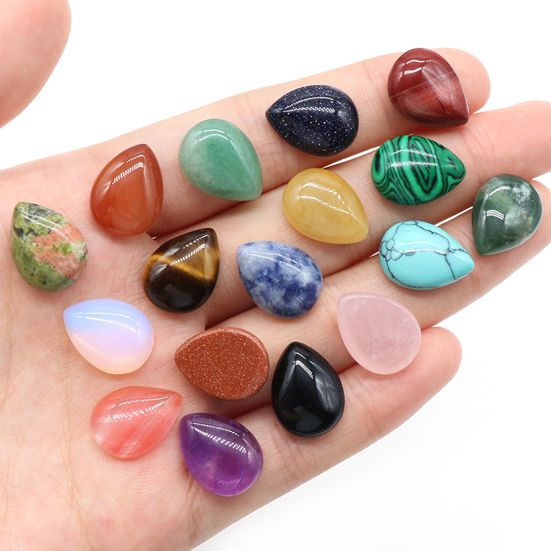 12x16mm Gemstone Teardrop Cabochon Water Drop Stone Flatback Beads for DIY Making Jewelry