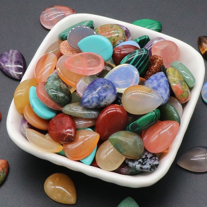 13x18mm Gemstone Teardrop Cabochon Water Drop Stone Flatback Beads for DIY Making Jewelry