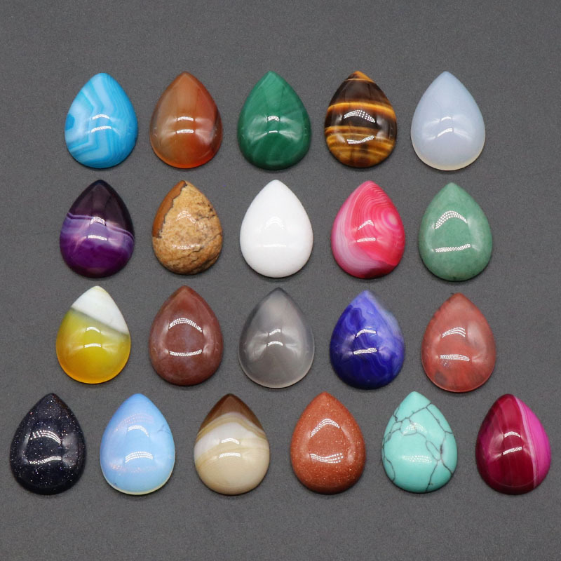18X25MM Gemstone Teardrop Cabochon Water Drop Stone Flatback Beads for DIY Making Jewelry
