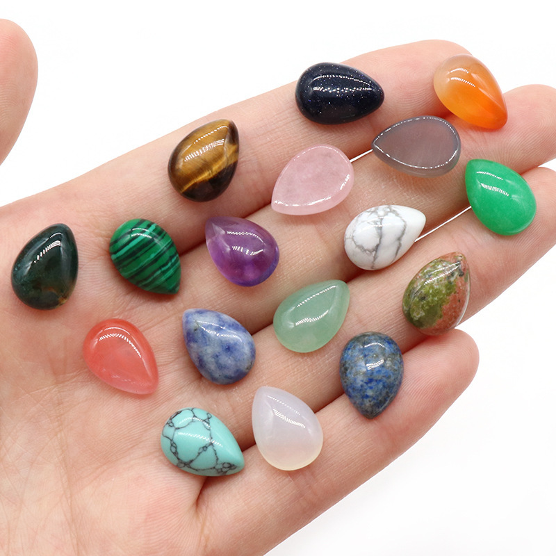 10X14mm Gemstone Teardrop Cabochon Water Drop Stone Flatback Beads for DIY Making Jewelry