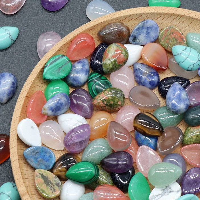 10X14mm Gemstone Teardrop Cabochon Water Drop Stone Flatback Beads for DIY Making Jewelry