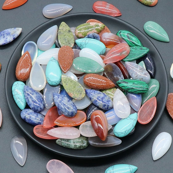 15X30MM Gemstone Teardrop Cabochon Water Drop Stone Flatback Beads for DIY Making Jewelry
