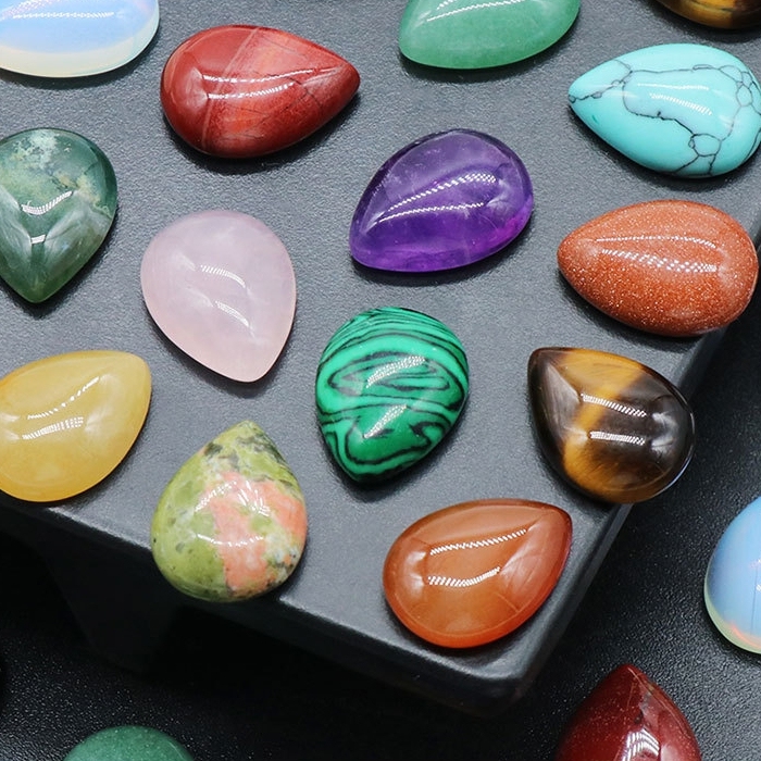 12x16mm Gemstone Teardrop Cabochon Water Drop Stone Flatback Beads for DIY Making Jewelry